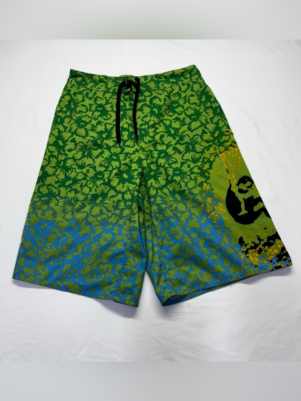 Men's Green Floral Swim Trunks